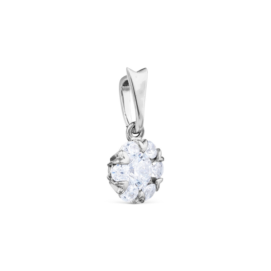 Pandantiv din aur alb cu pietre Cubic Zirconia Incolor