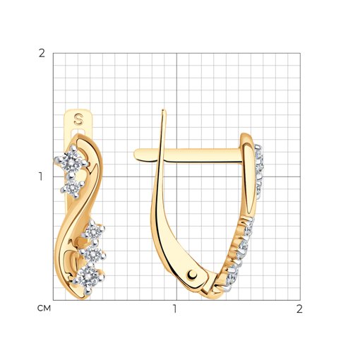 Cercei din aur roșu cu pietre Cubic Zirconia Incolor