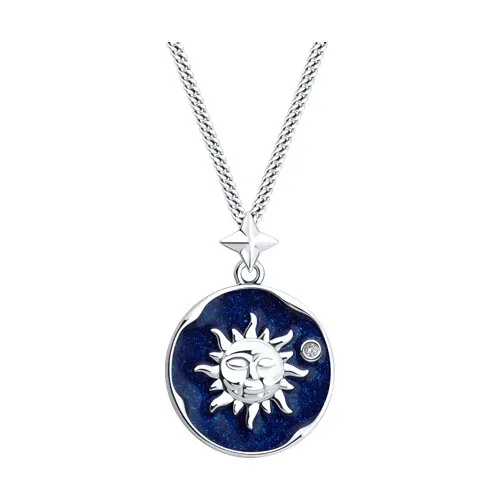 Colier din argint cu Cubic Zirconia Incolor, Emailare