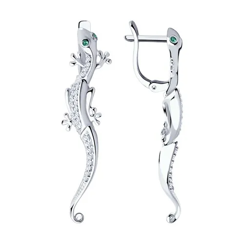Cercei din argint cu Cubic Zirconia Incolor, Cubic Zirconia Verde
