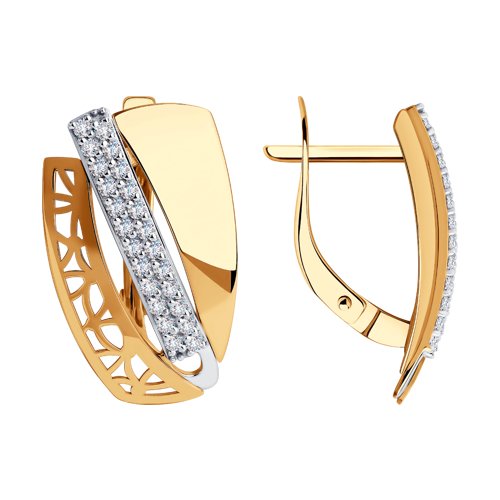 Cercei din aur roșu cu pietre Cubic Zirconia Incolor
