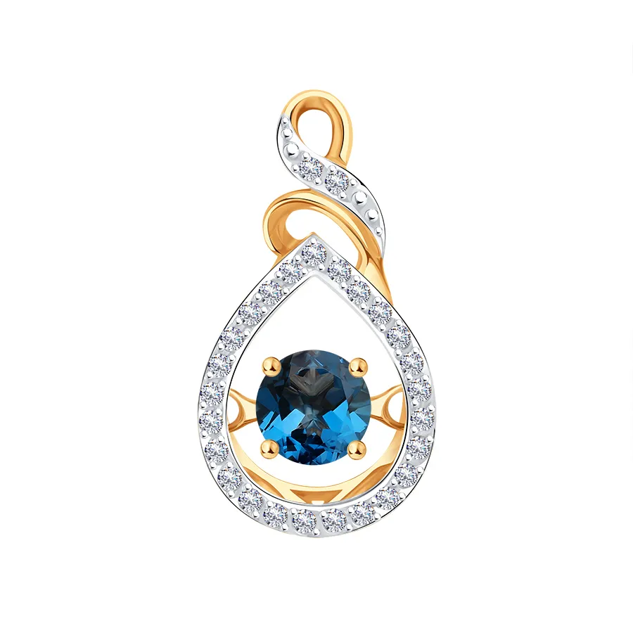 Pandantiv din aur roșu cu Cubic Zirconia Incolor, Topaz London