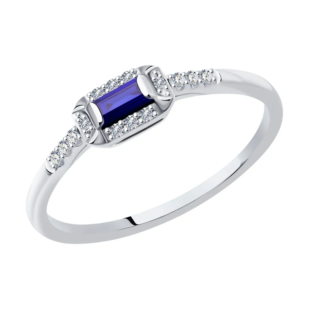 Inel din aur alb cu Diamant, Safir