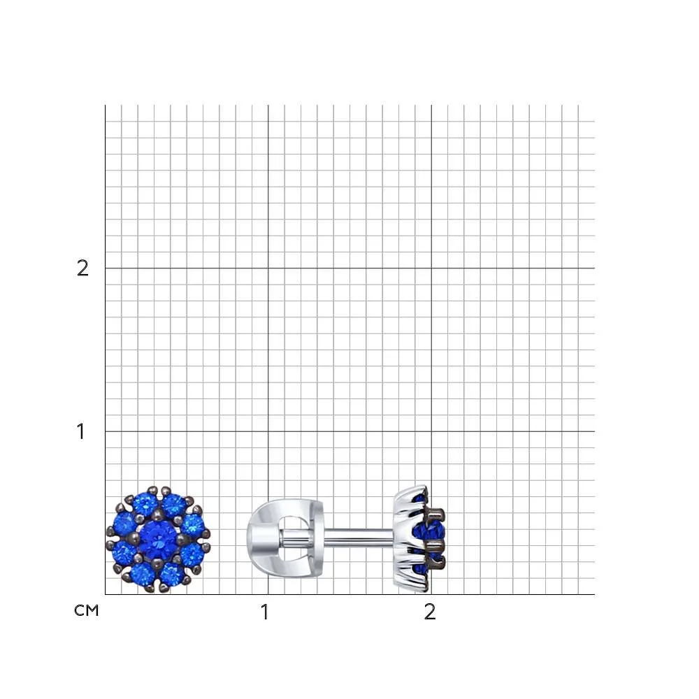 Cercei Pusete din argint cu Cubic Zirconia Albastru Safir