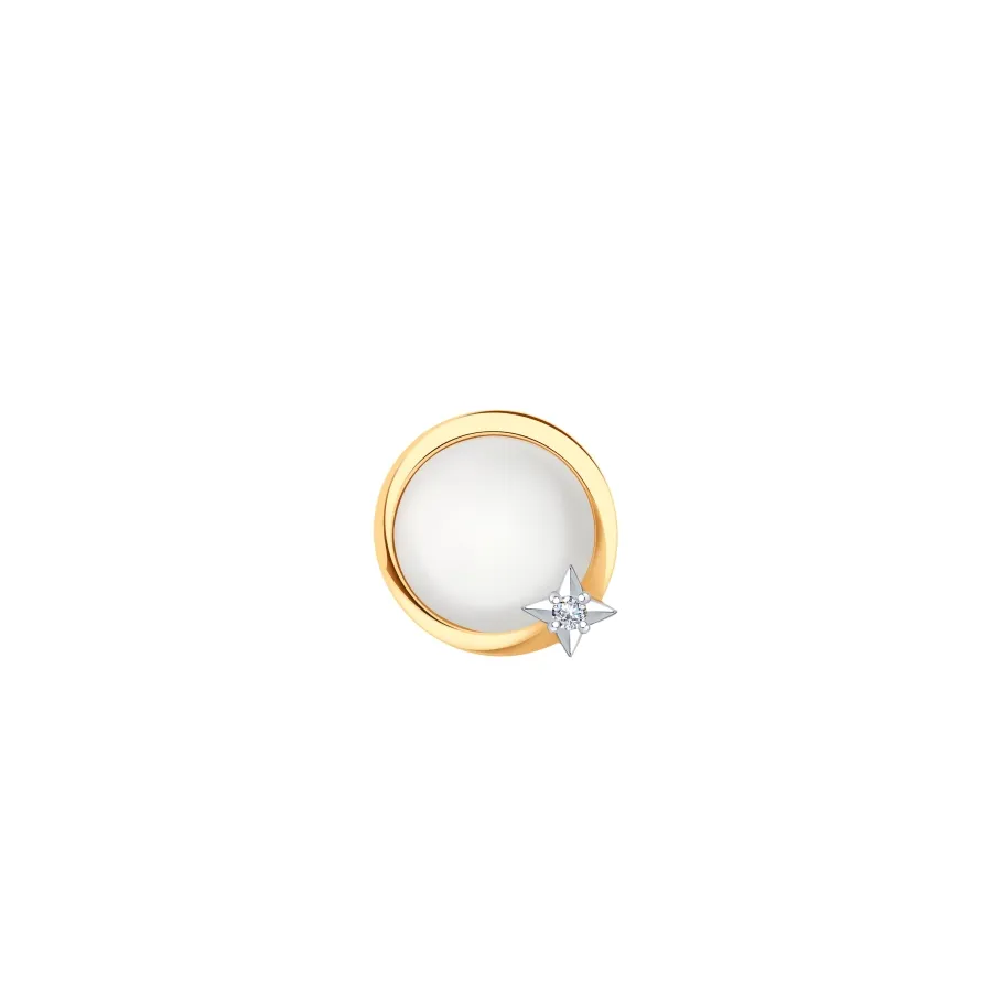 Pandantiv din aur roșu cu Cubic Zirconia Incolor, Sidef Alb