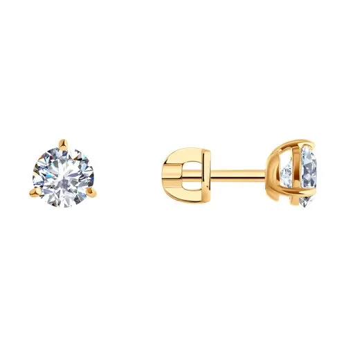 Cercei Pusete din aur roșu cu Cubic Zirconia Incolor