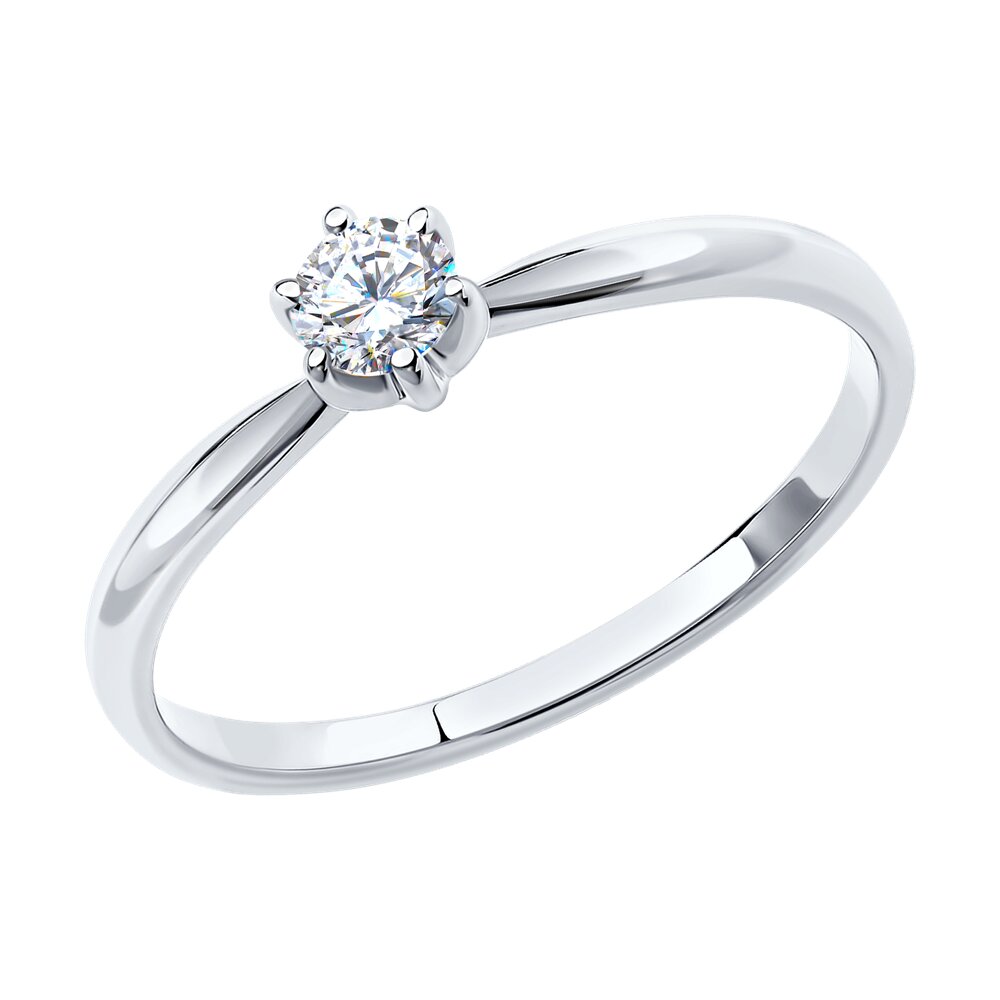 Кольцо из белого золота с камнями Бриллиант