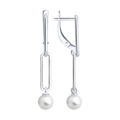 Cercei Suspendați din argint  cu pietre Perla Imit.