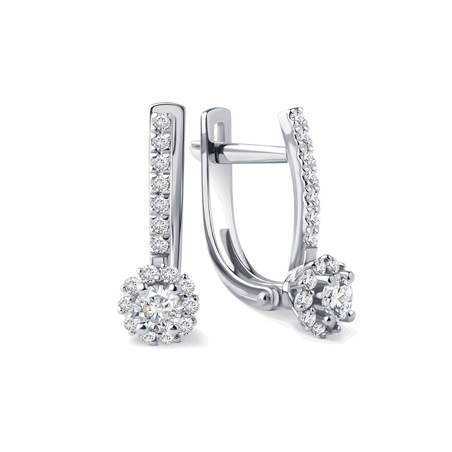 Cercei din aur alb cu pietre Diamant