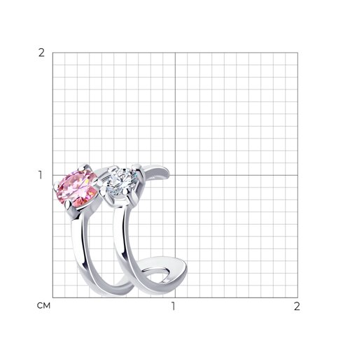 Cercel din argint  cu pietre Cubic Zirconia Incolor, Cubic Zirconia Roz