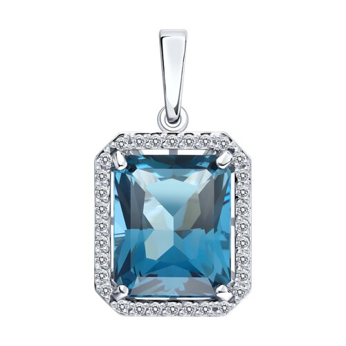 Pandantiv din aur alb cu pietre Diamant, Topaz London