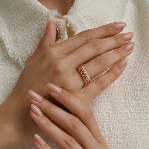 Inel din aur roșu cu pietre Cubic Zirconia Incolor