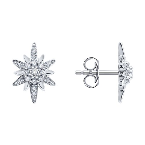 Серьги из белого золота с камнями Фианит