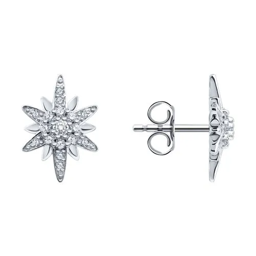 Cercei Pusete din aur alb cu Cubic Zirconia Incolor