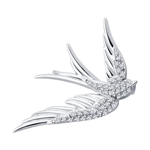 Брошь из белого золота с камнями Бриллиант