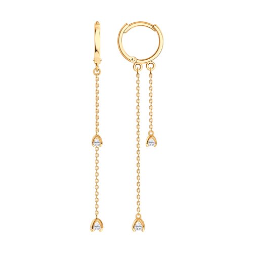 Серьги Конго из красного золота с камнями Фианит