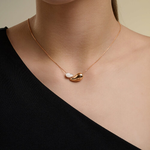 Colier din aur roșu cu pietre Diamant