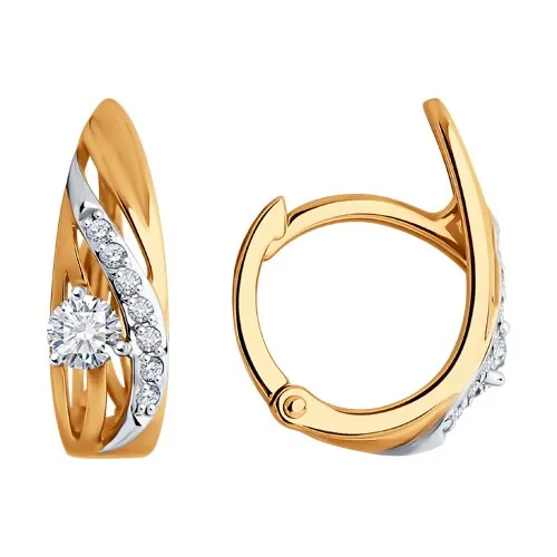 Cercei Creole din aur roșu cu Cubic Zirconia Incolor