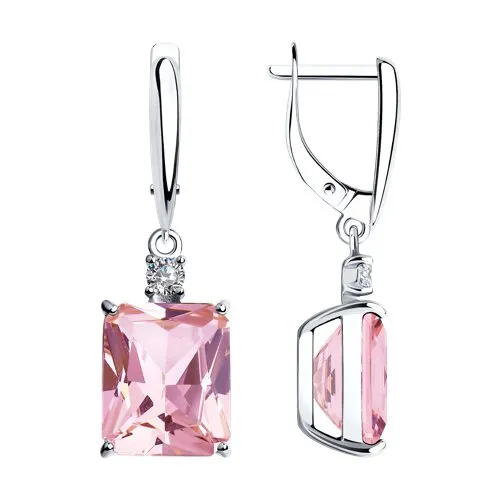 Cercei Suspendați din argint cu Cubic Zirconia Incolor, Sital sintetic