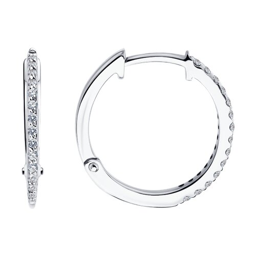 Cercei Creole din aur alb cu pietre Diamant