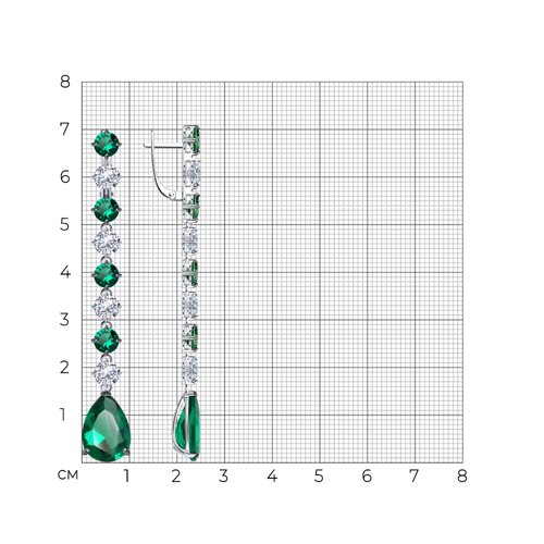 Cercei Suspendați din argint  cu pietre Cubic Zirconia Incolor, Cubic Zirconia Verde