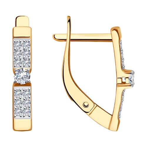 Cercei din aur roșu cu pietre Cubic Zirconia Incolor