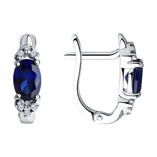 Cercei din argint cu Cubic Zirconia Incolor, Corindon