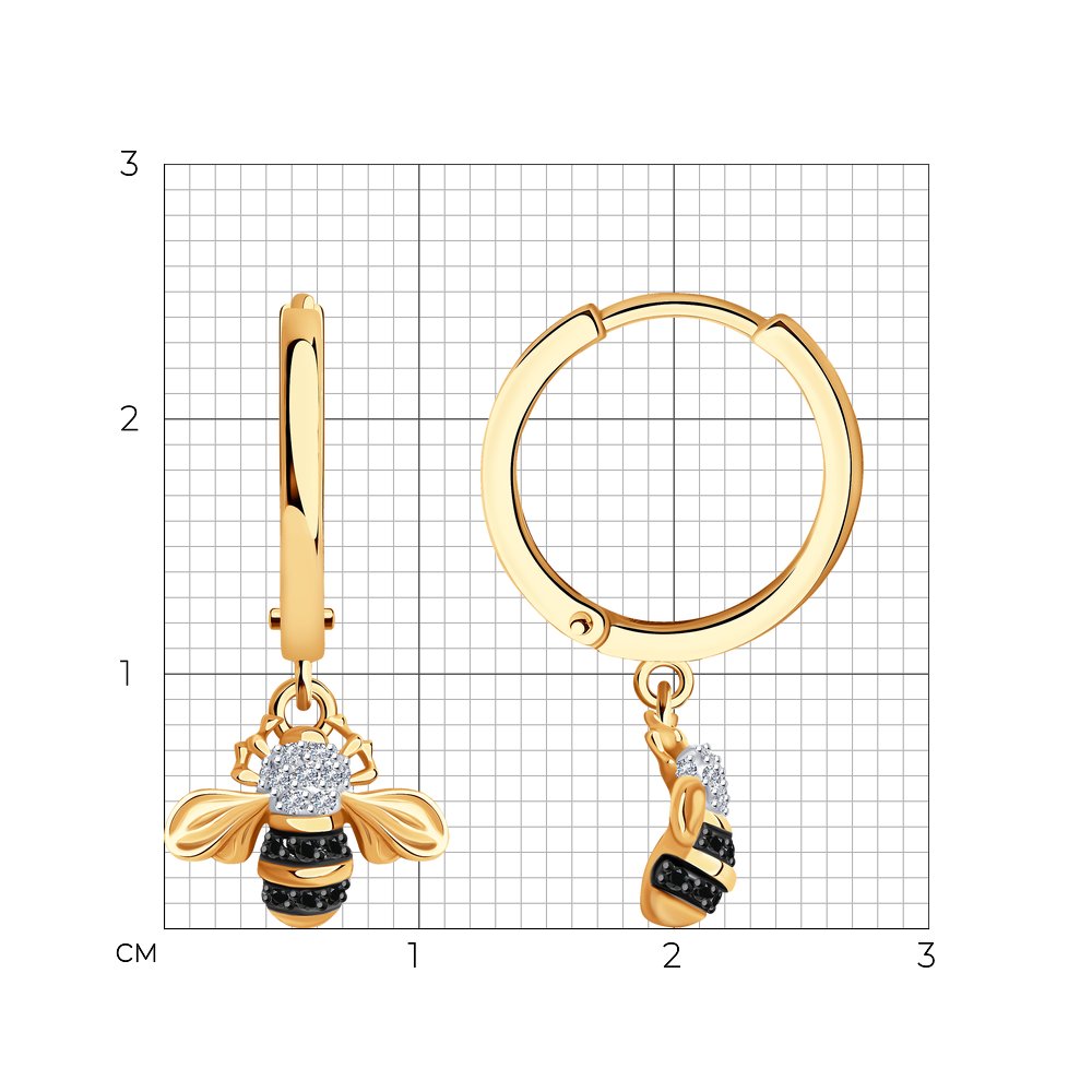 Cercei Creole din aur roșu cu pietre Diamant, Diamant negru