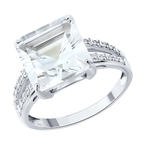 Inel din aur alb cu pietre Diamant, Cristal de munte