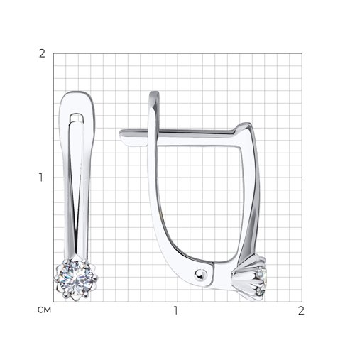 Серьги из белого золота с камнями Фианит