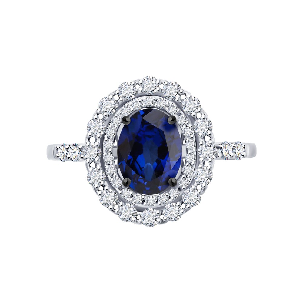 Inel din aur alb cu pietre Diamant, Safir