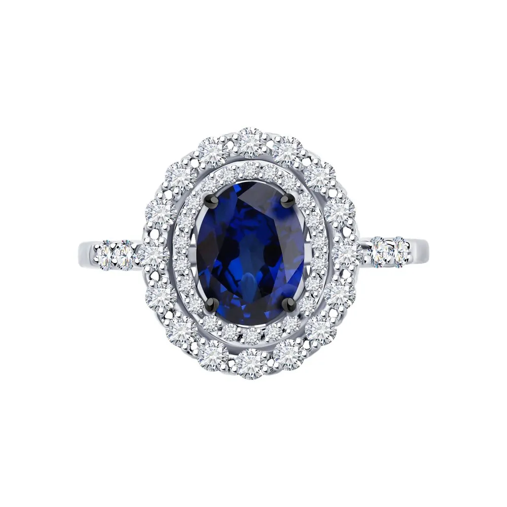 Inel din aur alb cu Diamant, Safir