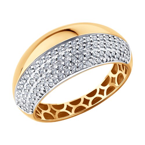 Кольцо из красного золота с камнями Бриллиант