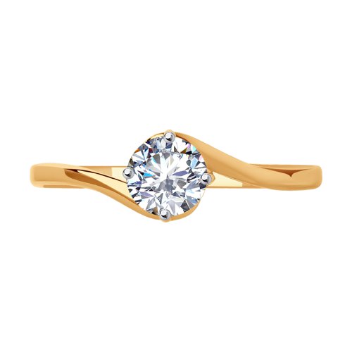 Кольцо из красного золота с камнями Фианит