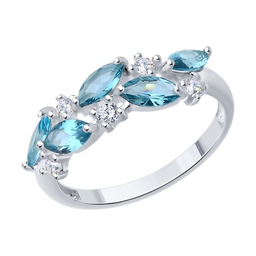 Кольцо из серебра с камнями Фианит, Ситал London (синт.)