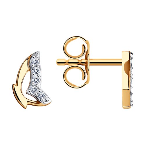 Cercei Pusete din aur roșu cu pietre Cubic Zirconia Incolor