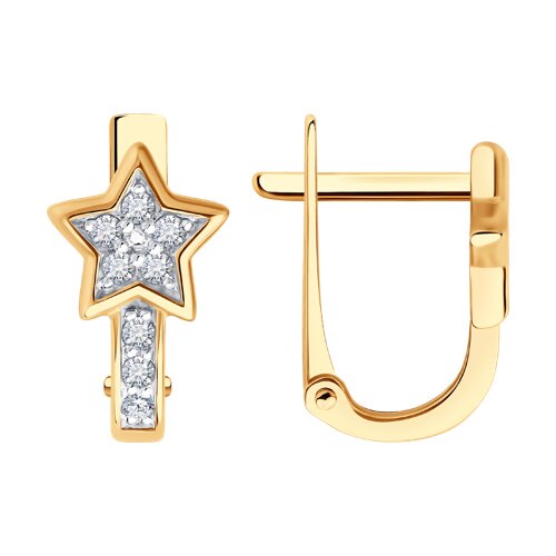 Серьги из красного золота с камнями Фианит