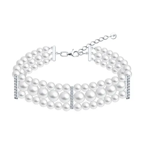 Brățară din argint cu Cubic Zirconia Incolor, Perla Imit.