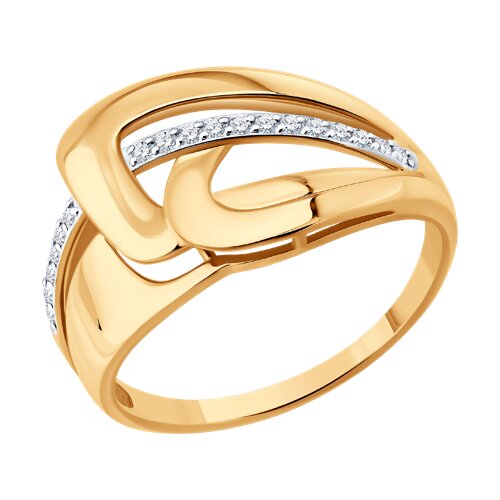 Inel din aur roșu cu pietre Cubic Zirconia Incolor