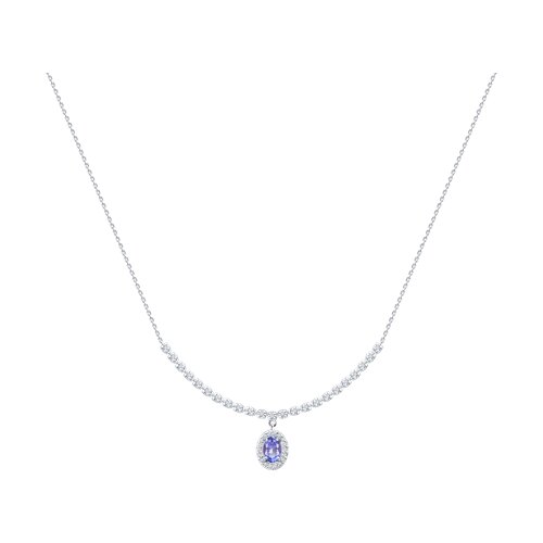 Colier din aur alb cu pietre Diamant, Tanzanit