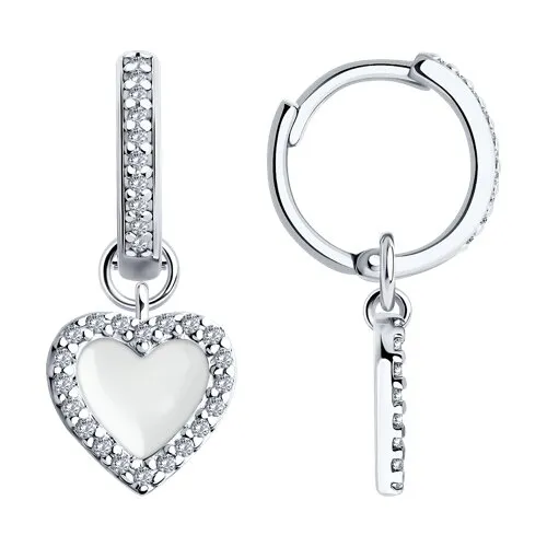 Cercei Creole din argint cu Cubic Zirconia Incolor, Emailare