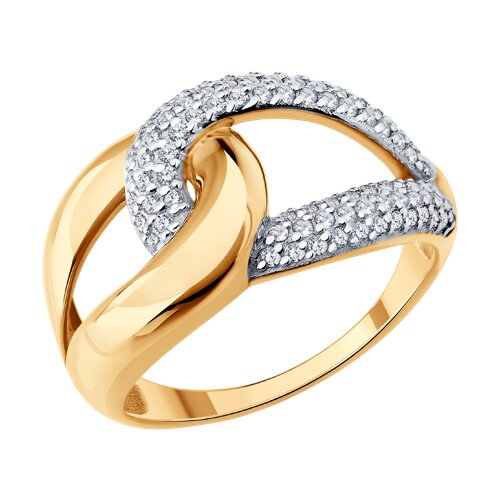 Кольцо из красного золота с камнями Фианит