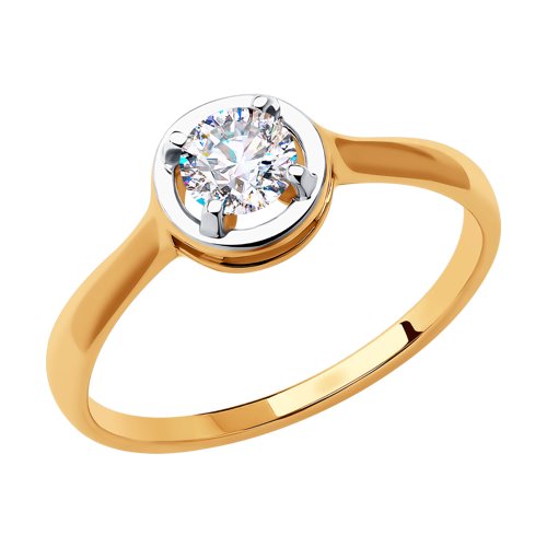 Inel de logodnă din aur roșu cu pietre Cubic zirconia