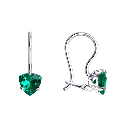 Cercei p-u copii din argint  cu pietre Cubic Zirconia Verde