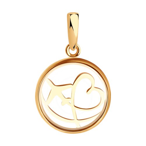 Pandantiv din aur roșu cu pietre Sticla minerală