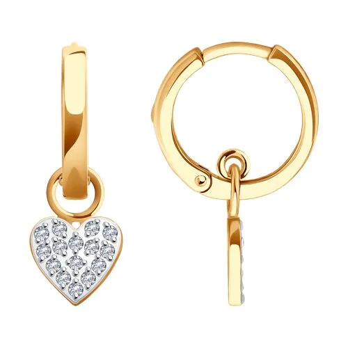 Cercei Creole din aur roșu cu Cubic Zirconia Incolor