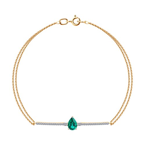 Brățară din aur roșu cu pietre Diamant crescut, Smarald Hidrotermal