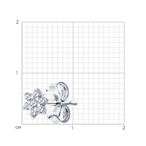 Серьга Одиночная из серебра с камнями Фианит