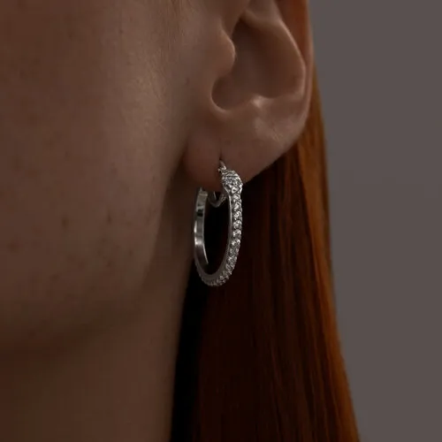 Cercei Creole din argint cu Cubic Zirconia Incolor