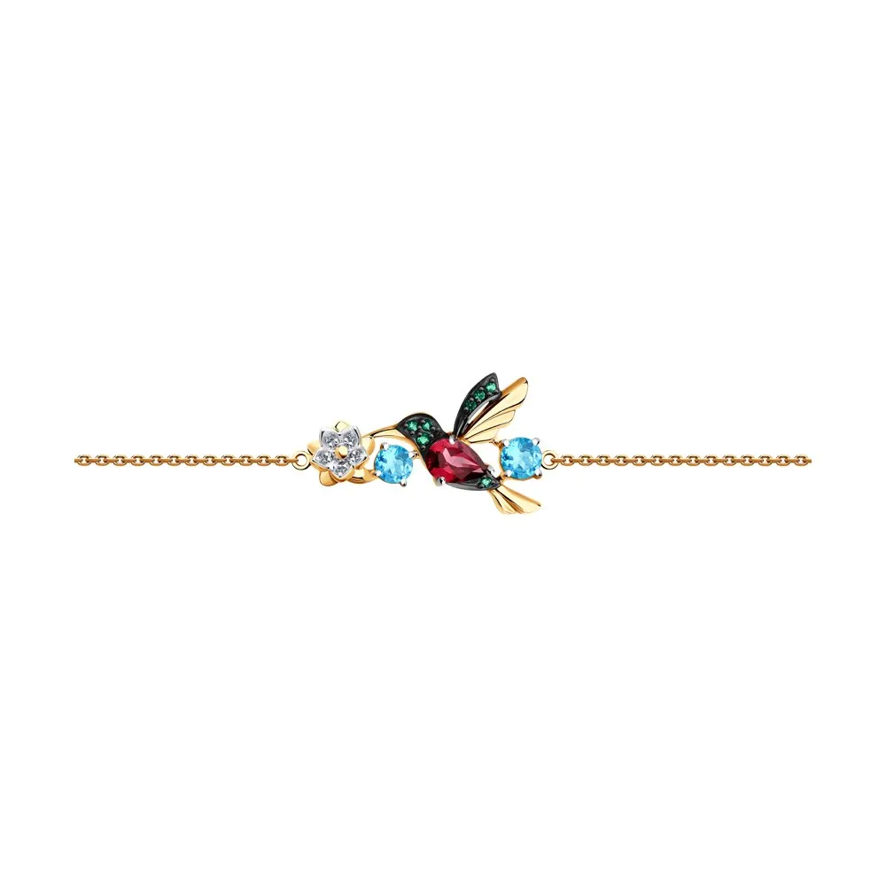 Brățară din aur roșu cu Cubic Zirconia Incolor, Cubic Zirconia Verde și Topaz Swiss